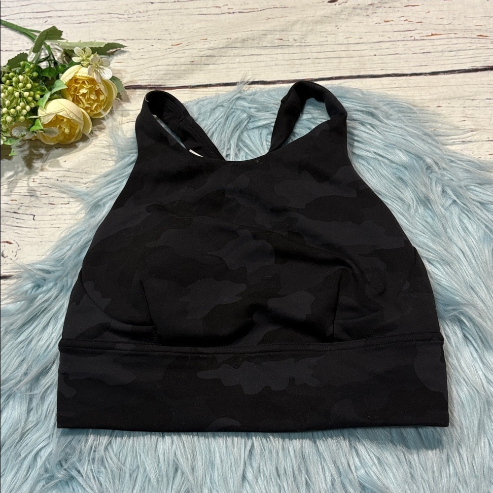 LULULEMON Wunder Traim Long Line Black Camouflage Sports Bra